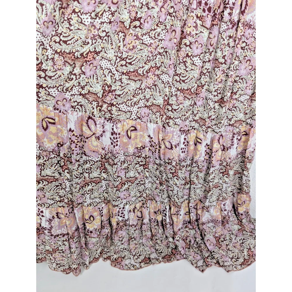 Free People Let's Smock About It Maxi Dress XS Pink Multi Boho Festival Beach